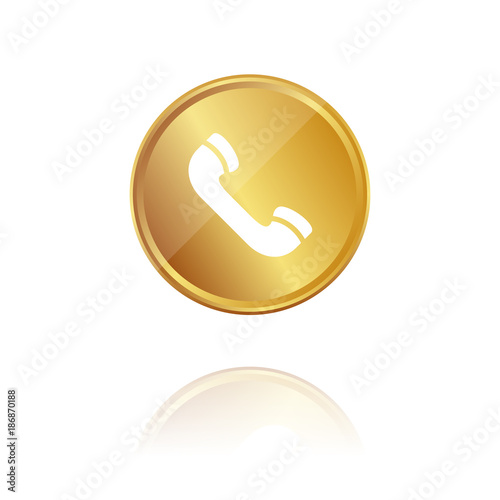 Telefonhörer - Gold Münze mit Reflektion