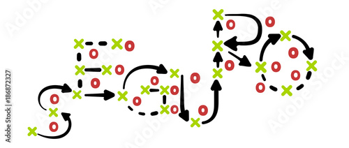 Insurance strategy written in Spanish on tactic board
