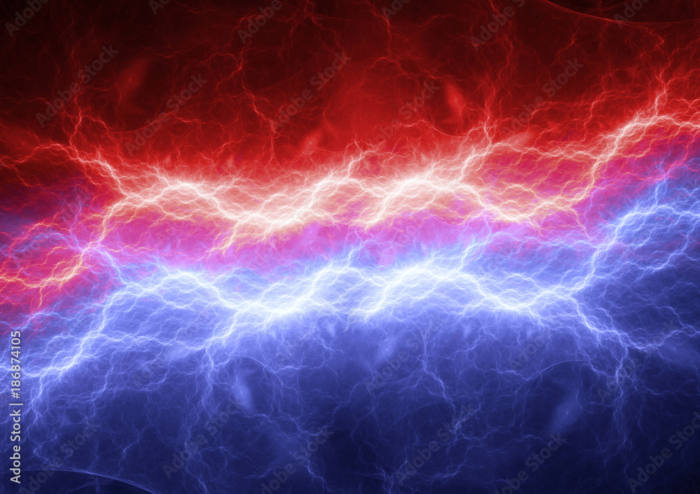 Naklejka premium Red and blue lightning, modern power electrical background