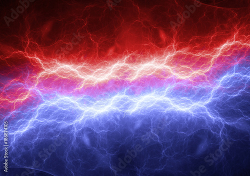 Red and blue lightning, modern power electrical background