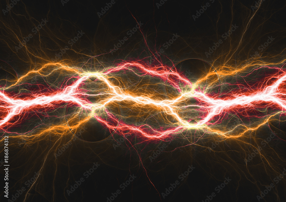 Fototapeta premium Hot burning fire lighning, plasma and energy electrical background