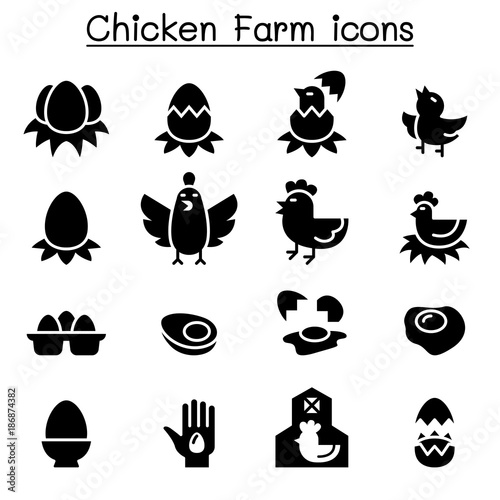 Egg & Chicken farm icon set vector illustration graphic design