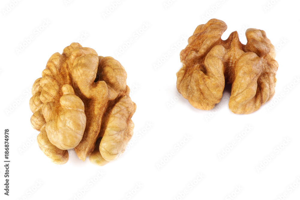 Walnuts peeled isolated on white background Walnuts peeled isolated on white background