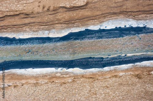 Aerial view of the Dead Sea salt pools and Ein boqeq photo