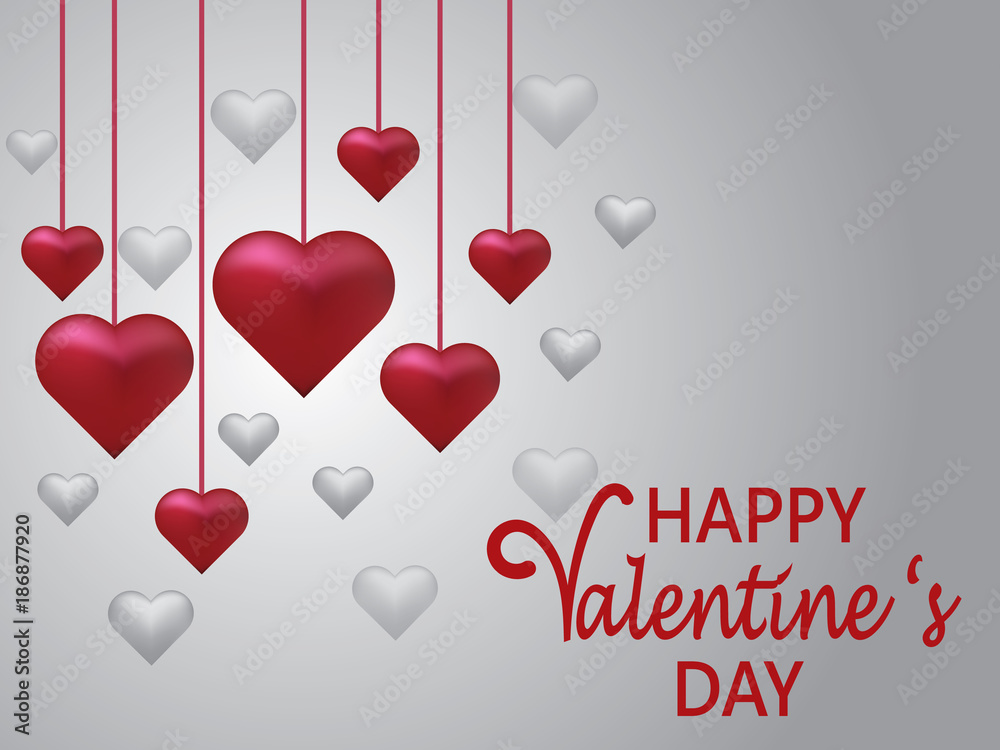Happy valentine's day background with red hearts.