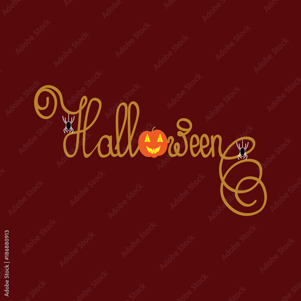 Lettering halloween on brown background