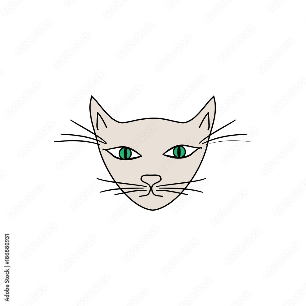 Obraz premium Head cat sign on white background