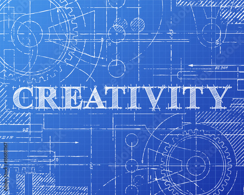 Creativity Word Blueprint Tech Drawing