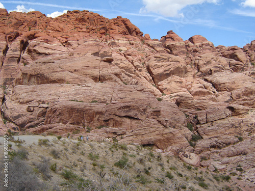 Pretty Red Mountains in Nevada with a Blue Sky Background