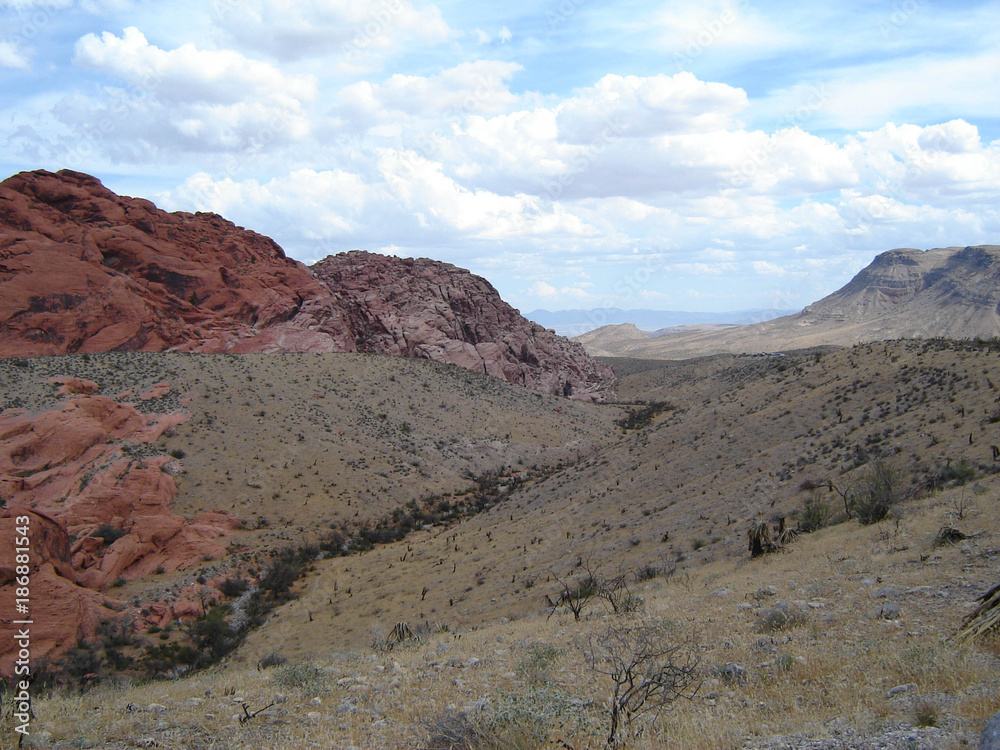 Nevada Landscape with Mountains and a Blue Sky Background