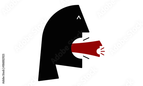 Inner Voice Speaking Illustration. Mouth coming out of a mouth. Alien Concept.