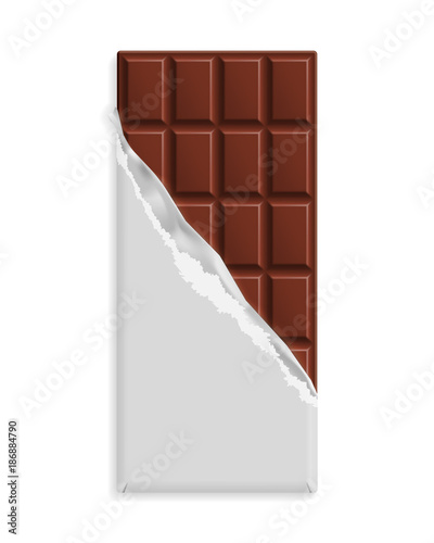 Milk chocolate bar in a blank wrapper