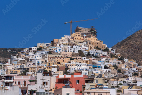 Panoramic view to City of Ermopoli, Syros, Cyclades Islands, Greece photo