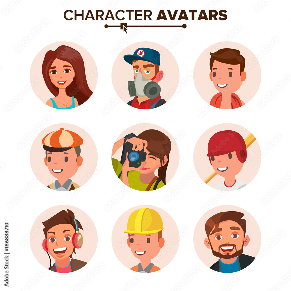 People Avatars Set Vector. Face, Emotions. Default Characters Avatar Placeholder Collection. Cartoon, Comic Art Flat Isolated Illustration People Avatars Set Vector. Face, Emotions. Default Characters Avatar Placeholder Collection. Cartoon, Comic Art Flat Isolated Illustration
