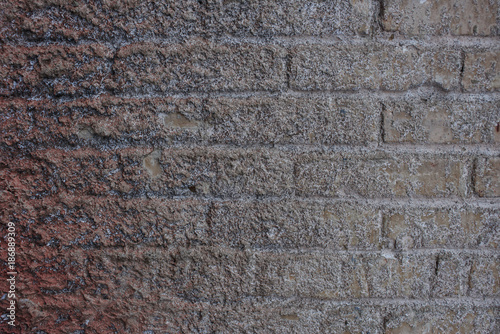 Background, brick wall with snow