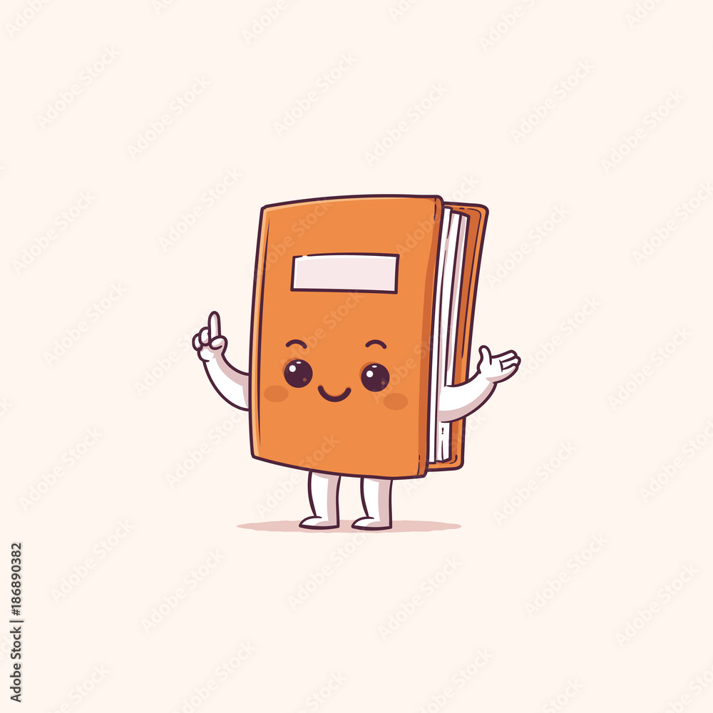 Vektorová grafika „Cute book cartoon mascot character in kawaii style  vector illustration“ ze služby Stock | Adobe Stock