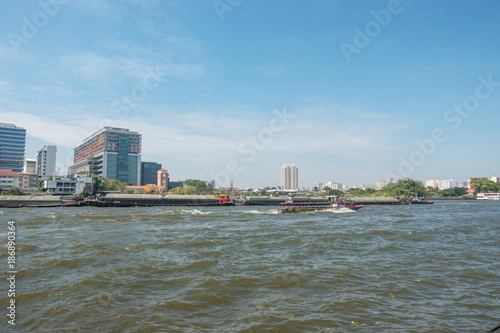 Tourists boats on Chao Phraya river