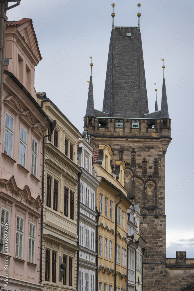 Low angle view of buildings, Prague, Czech Republic