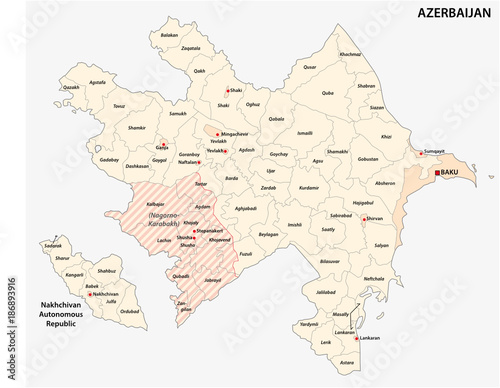 azerbaijan administrative and political vector map photo