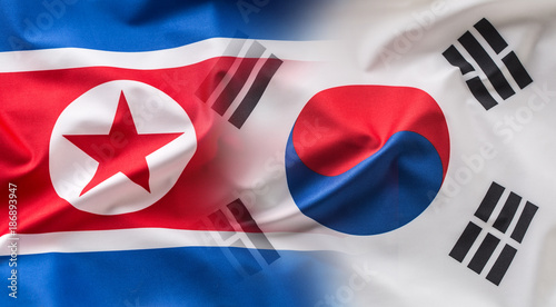 Fotografía North and south korea flag