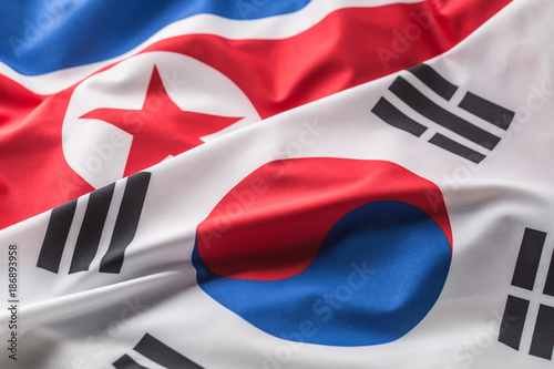 Bild auf Leinwand North and south korea flag