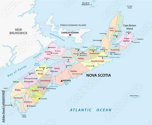 nova scotia administrative and political vector map
