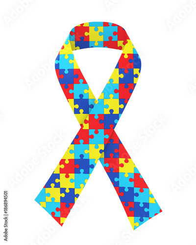 Puzzle Ribbon Autism Awareness Isolated