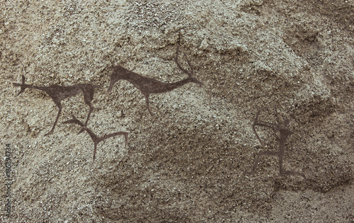 image of the hunting of an ancient man in a cave
