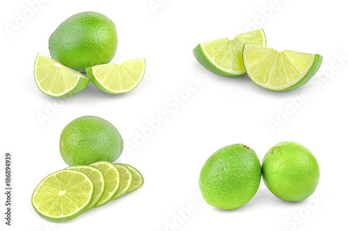 Collection of limes isolated on a white background cutout