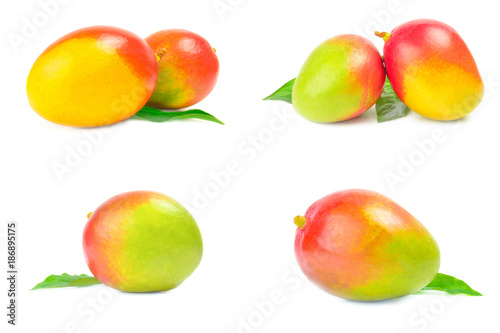 Group of red mango isolated on a white background cutout