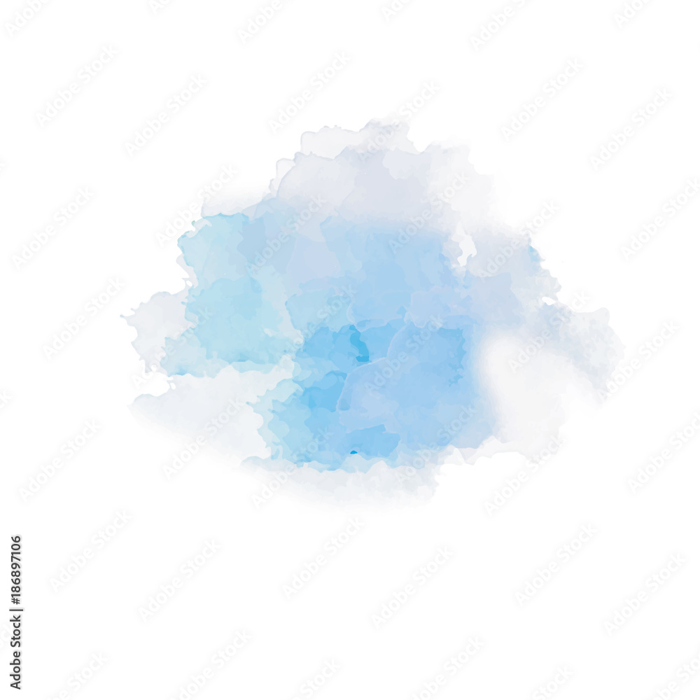 Obraz premium Watercolor cloud. Blue clouds isolated on white background. Vector design