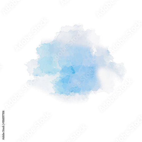Watercolor cloud. Blue clouds isolated on white background. Vector design