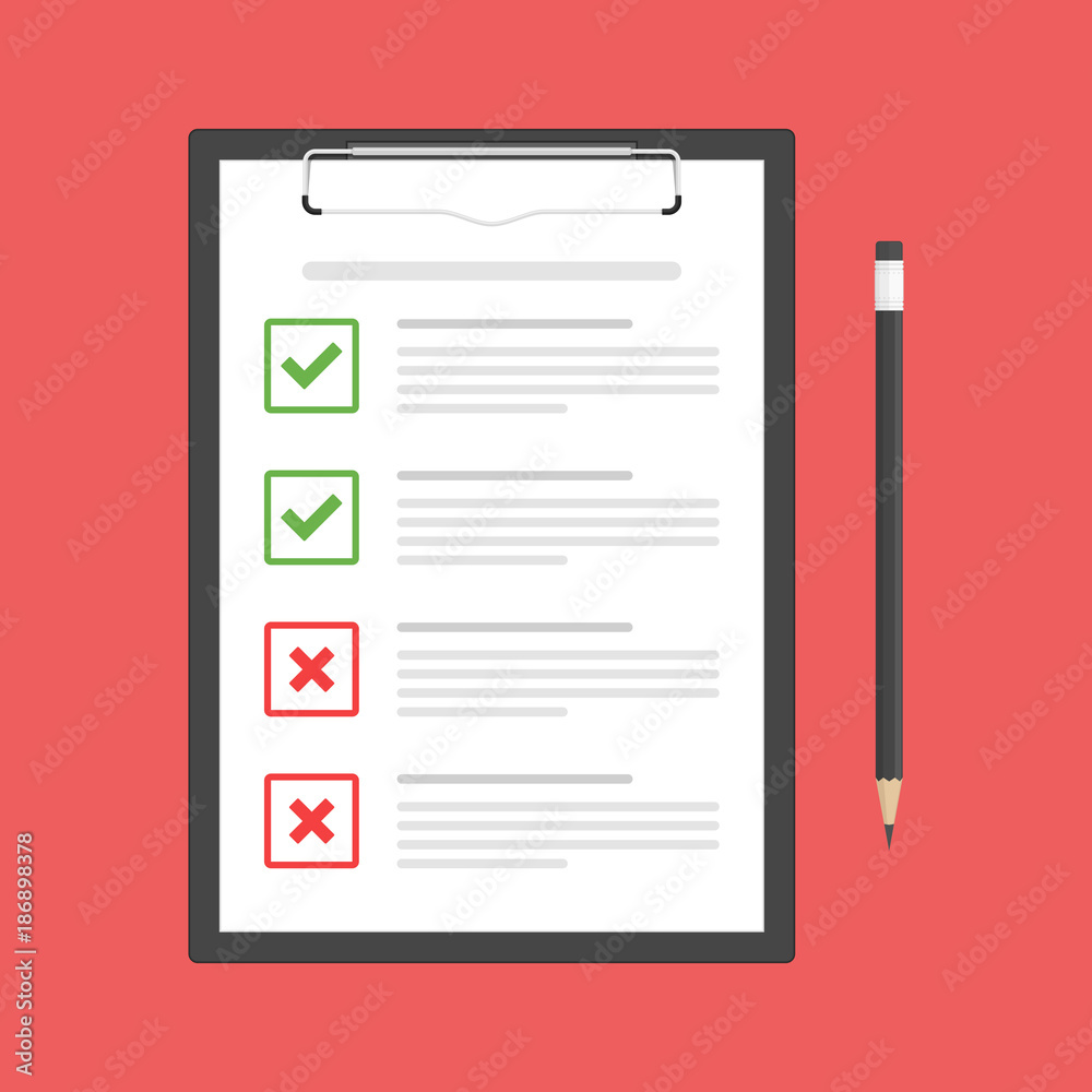 Clipboard with check marks. Clipboard with check marks.