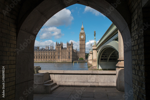 Big Ben framed by Westminster Bridge