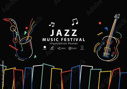 Jazz music festival banner poster A4 illustration vector. Music concept.