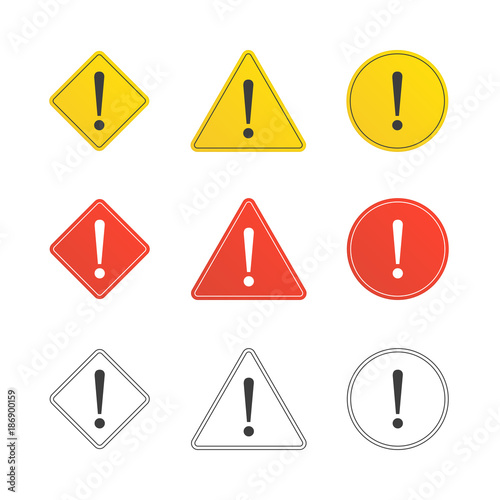 Set of caution icons.