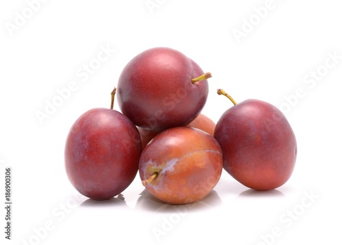  plums isolated on the white background