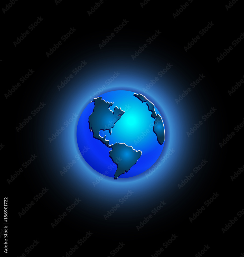 Blue world, earth icon