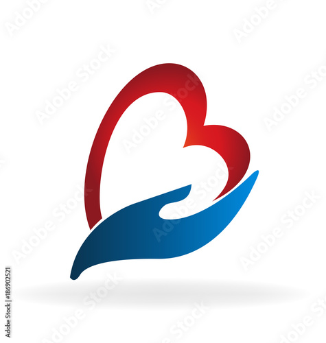 Caring hands, gift of love, charity icon