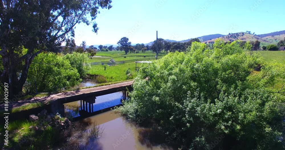 Bridge over river in Australia, aerial Bridge over river in Australia, aerial