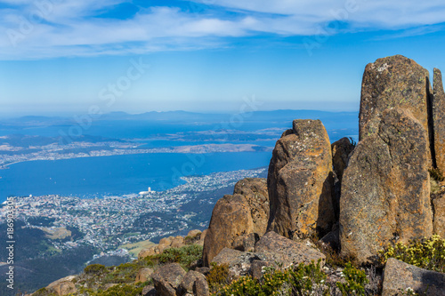 Mount Wellington, Hobart, Australia - 7 January 2017: the stunning summit of Mount Wellington overlooking Hobart and the south coast