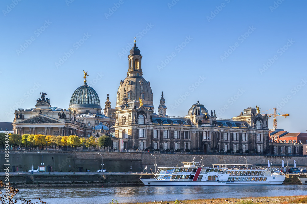 view of Bruhl Terrace, Dresden, Germany