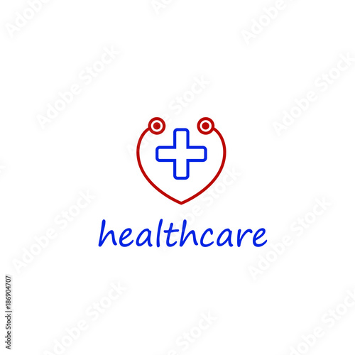 logo in the form of a heart with a cross in the middle. logo of the medical center, symbol of medical care