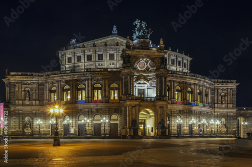 Semperoper in Dresden at night,Saxony,Germany