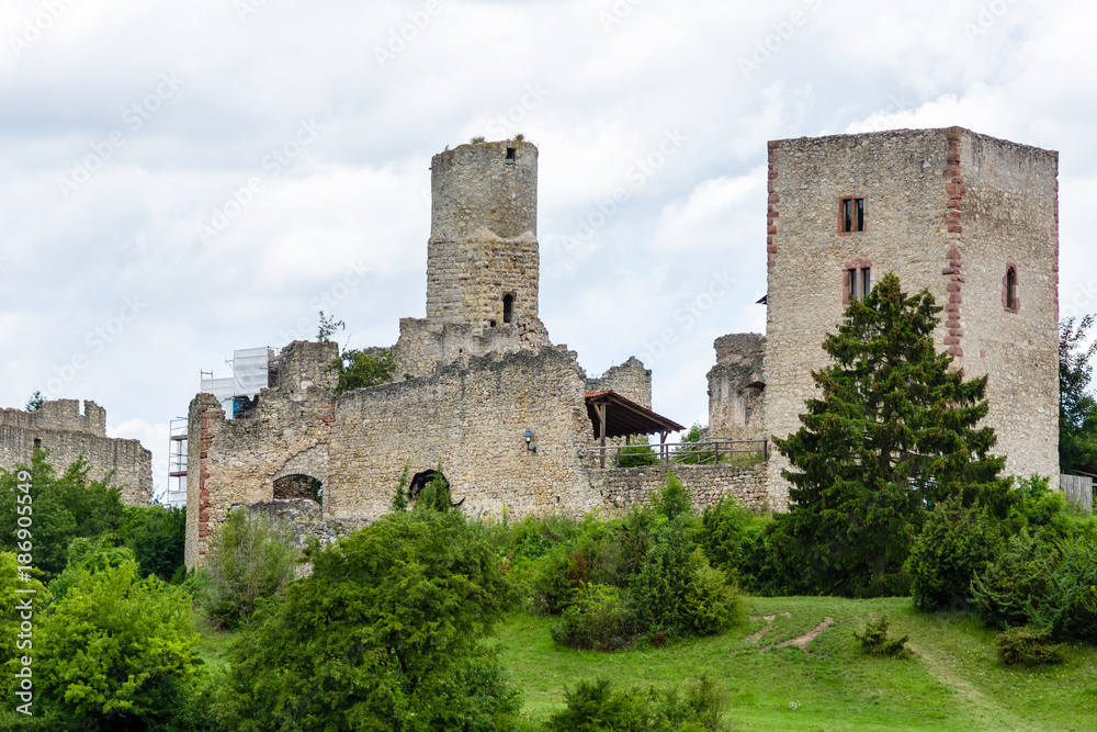 The ruins of the castle of Brandenburg near the village of Lauchroeden, a district of Gerstungen, in the federal state of Thuringia. Germany.