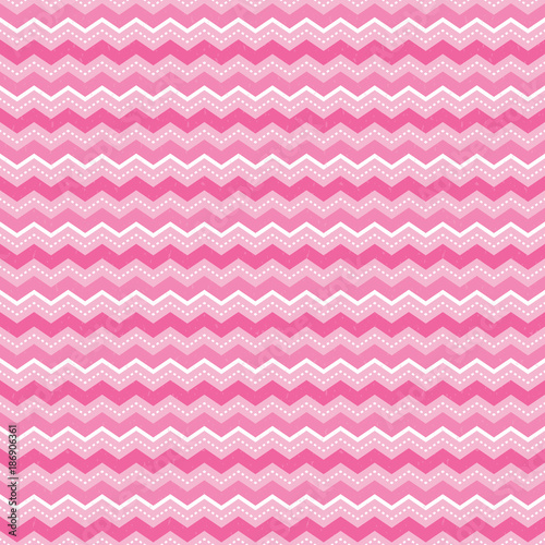 Cute seamless vector background pattern with chevron stripes in pink and white. Light grunge overlay on a separate layer. For textiles, wrapping paper, wallpapers.