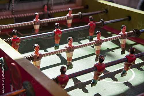 Ancient and vintage Bolivian old wood classic aged Foosball soccer table