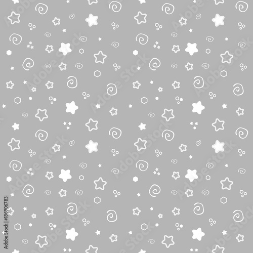 Seamless pattern baby set on grey background. cute delicate illustration, soft Pastel color. printing on paper and fabric