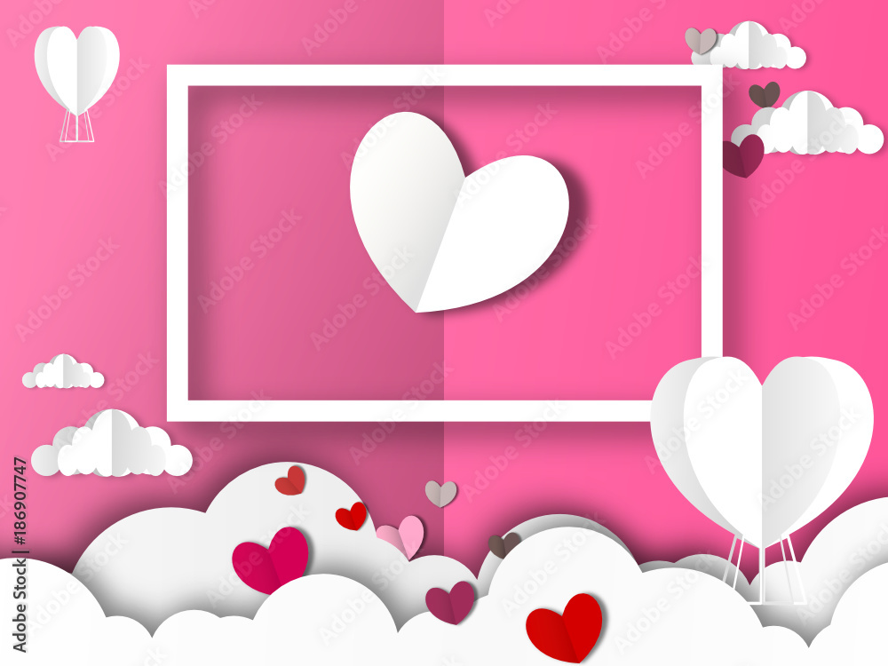 Coeur et amour qui s'envole - saint valentin - 
 cœur nuage - origami