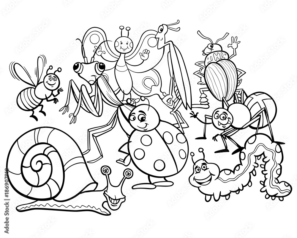 cartoon insects animal characters coloring book cartoon insects animal characters coloring book